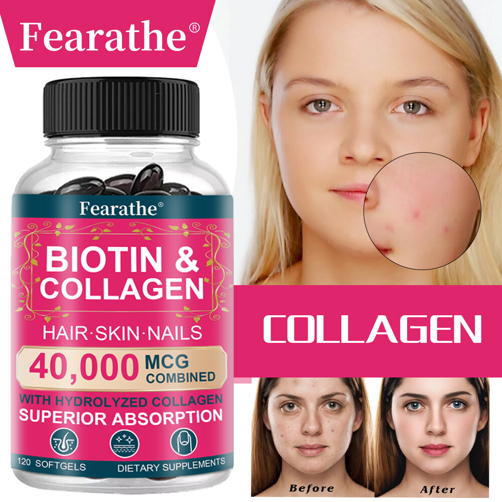 Collagen & Biotin - 40000mcg Capsules for Hair Growth, Healthy Skin & Nails
