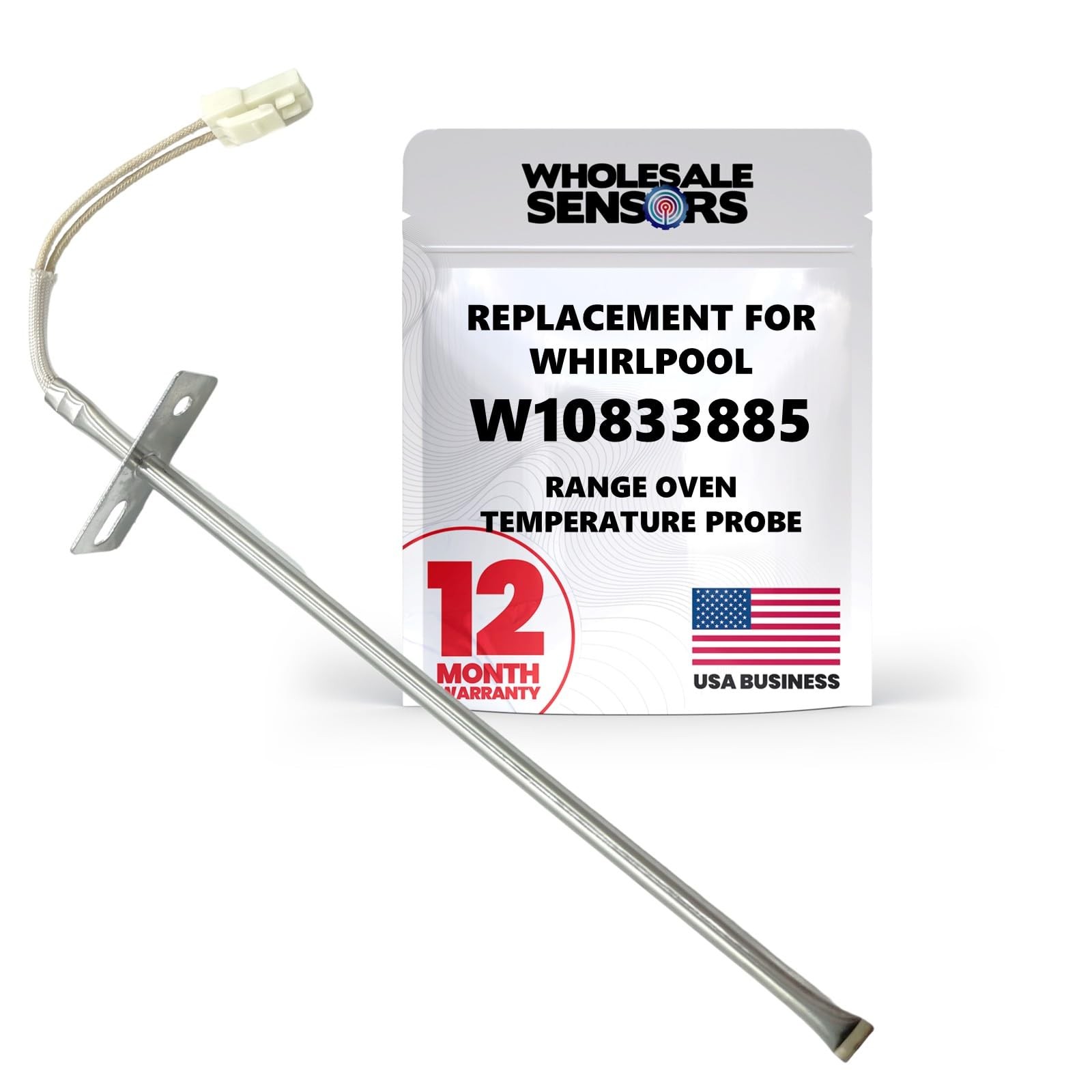 Replacement Whirlpool W10833885 or W10586204 Oven Temperature silver, white
