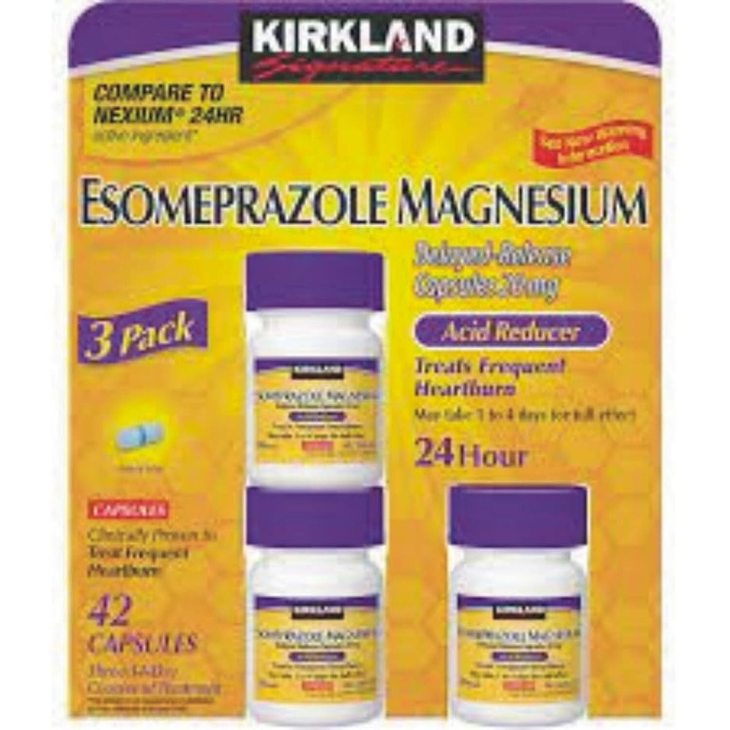 Kirkland Signature Esomeprazole Magnesium Acid Reducer 42 Capsules 20mg Delayed