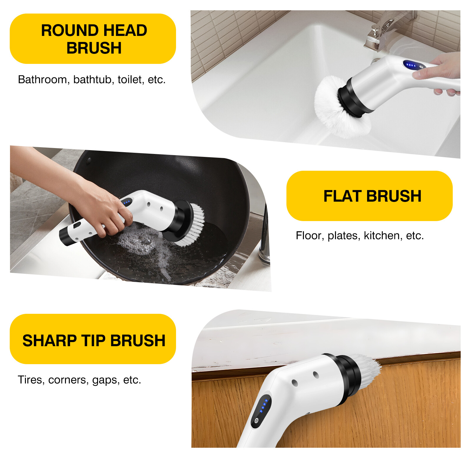 Electric Spin Scrubber Cordless Bath Tub Power Scrubber Floor Cleaning Brush