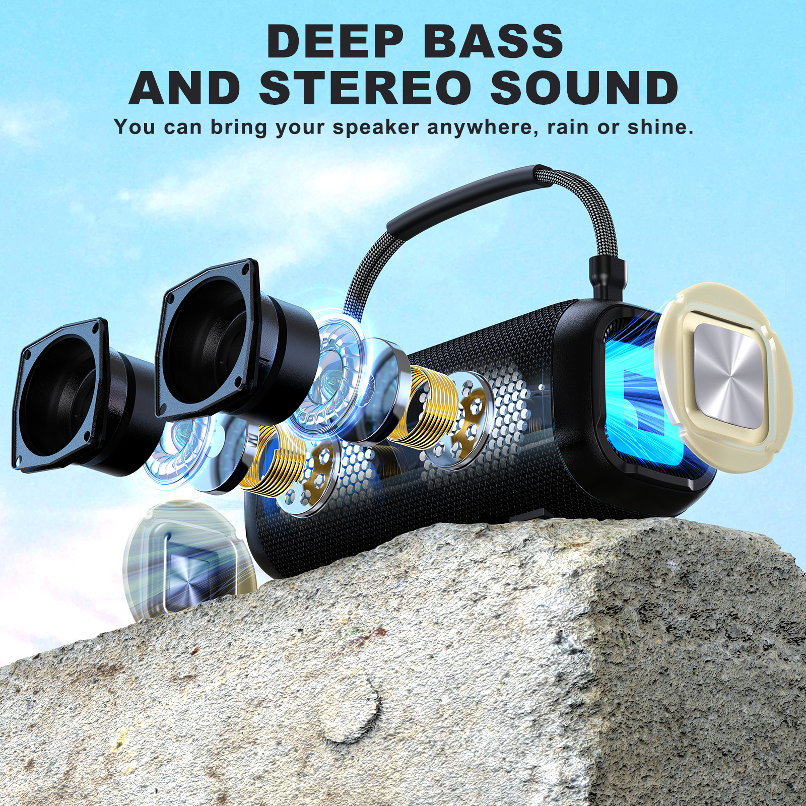 Karaoke Bluetooth Speaker Portable Waterproof Speaker with a Wireless Microphone