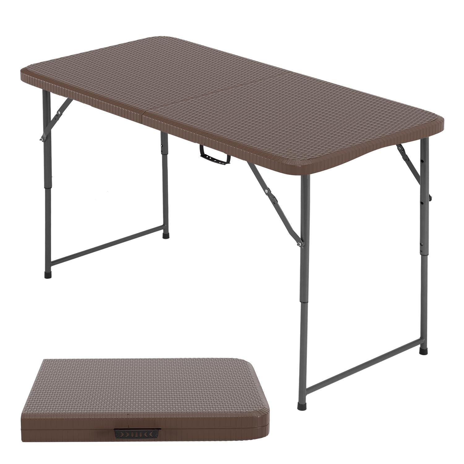 4FT Folding Table Half Portable Foldable Table Picnic Table for Office Home C...
