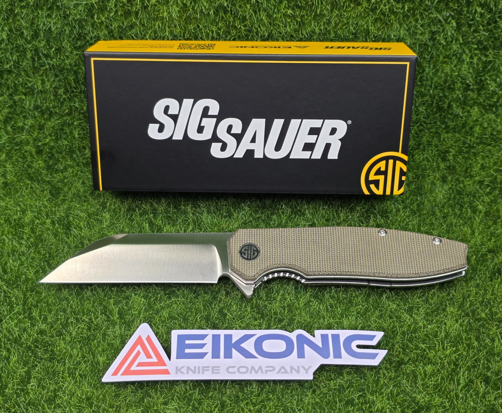 EIKONIC/SIG SAUER KARAK 3.25" Wharncliffe Pocket Knife, Green Micarta - KA7SG