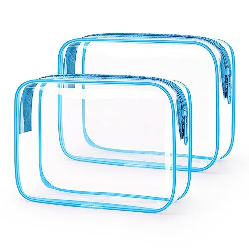TSA Approved Toiletry Bag, Cosmetic Bags 2 Pack with 2 Pack, Medium Sky Blue