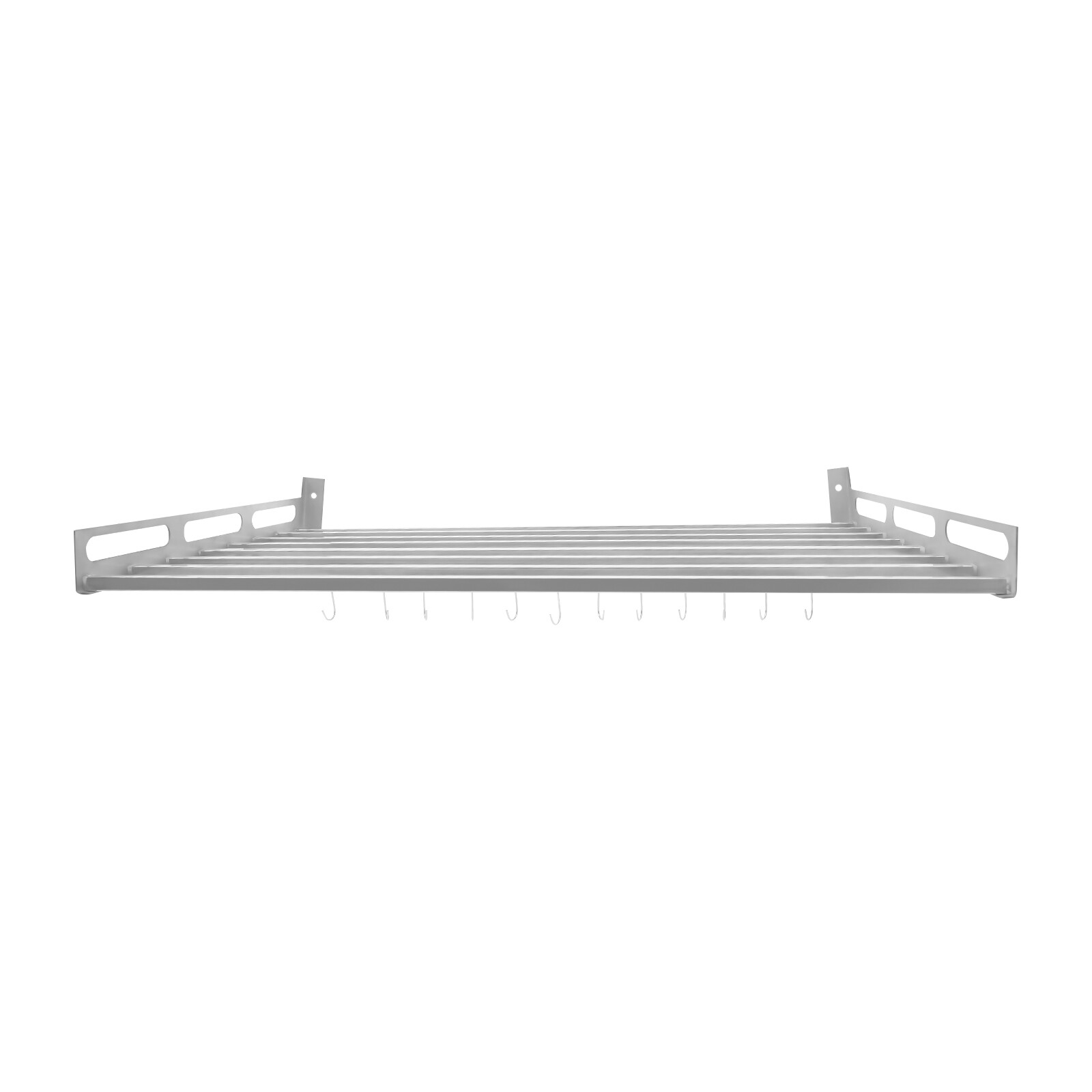 Wall Mount Microwave Oven Shelf Kitchen Item Storage Bracket W/12Hooks Stainless