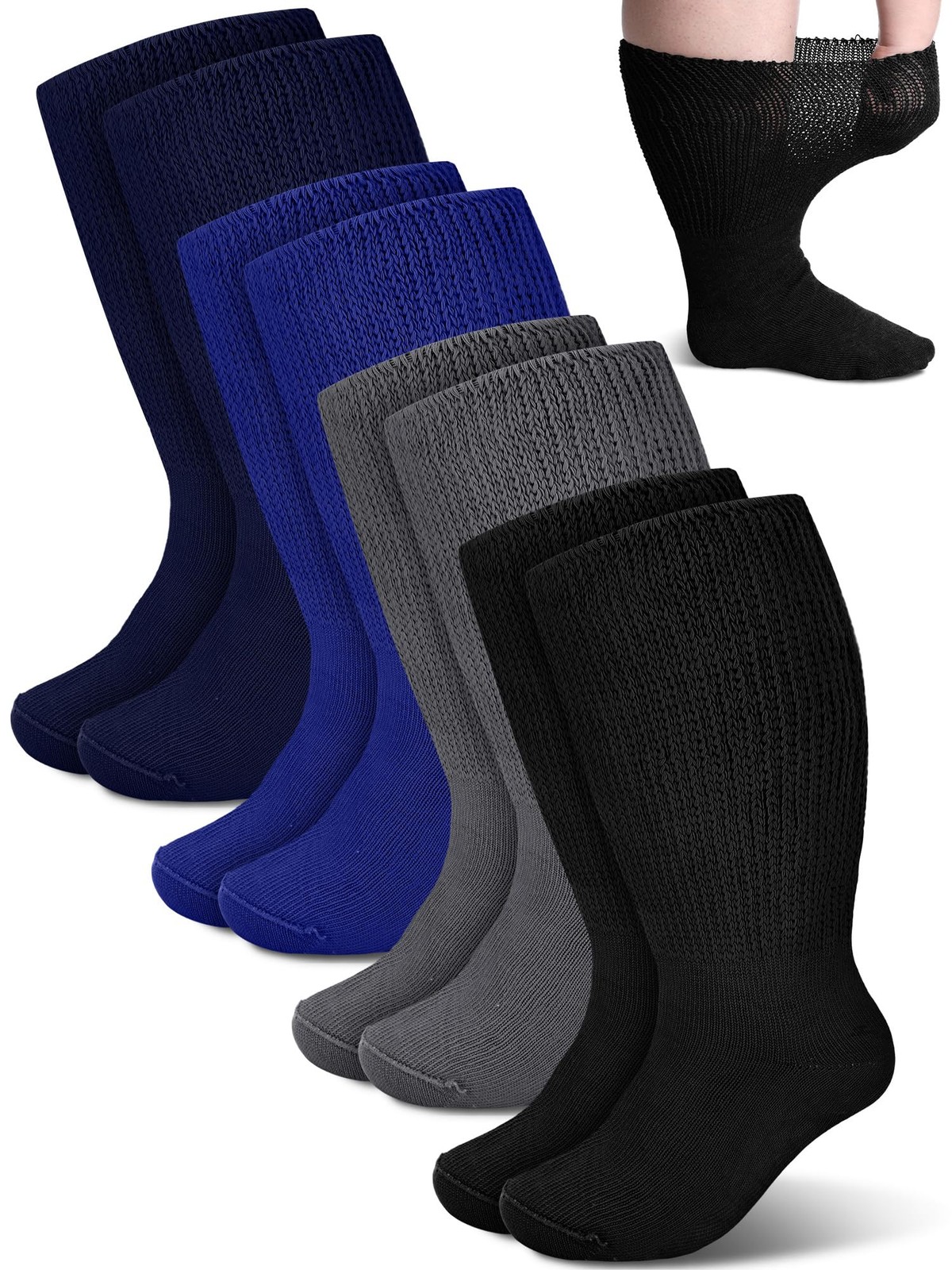Extra Wide Socks 4 Pairs 30 Inch Bariatric Lymphedema Non Binding