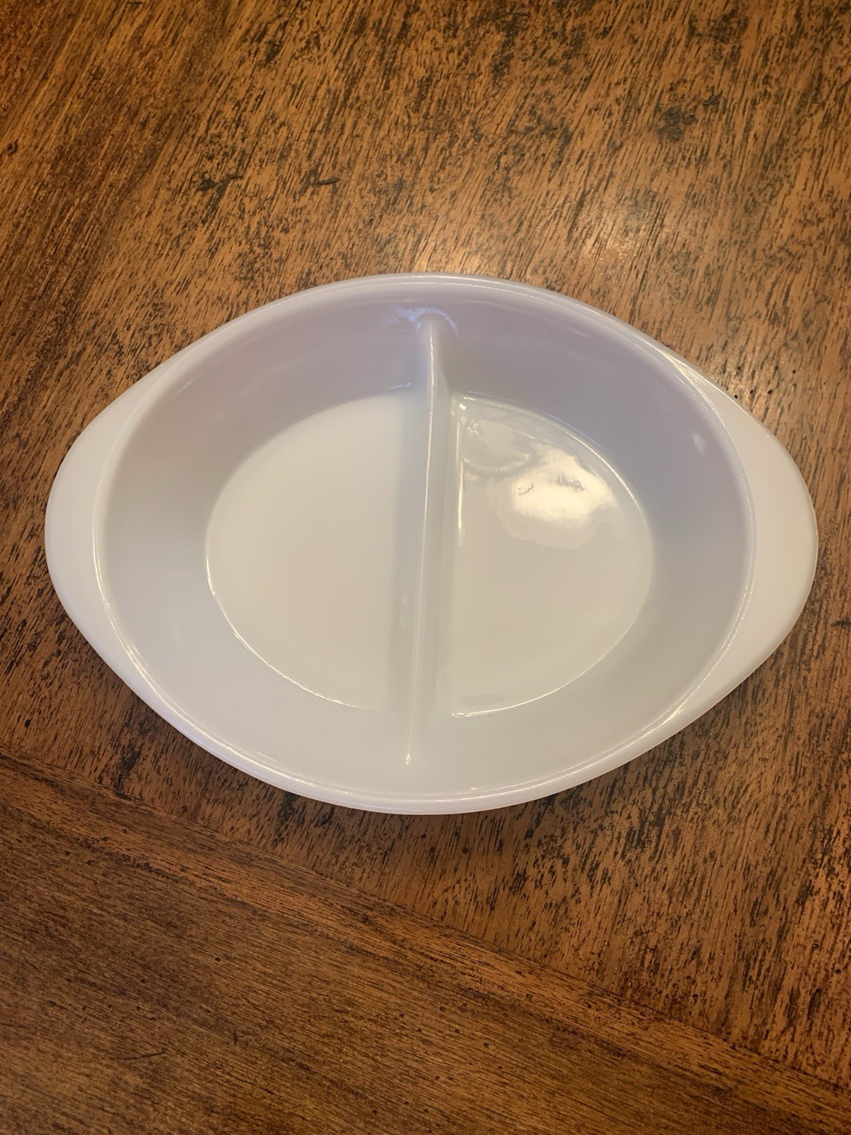 Vintage Glasbake Milk Glass Divided Casserole Dish J2352  USA