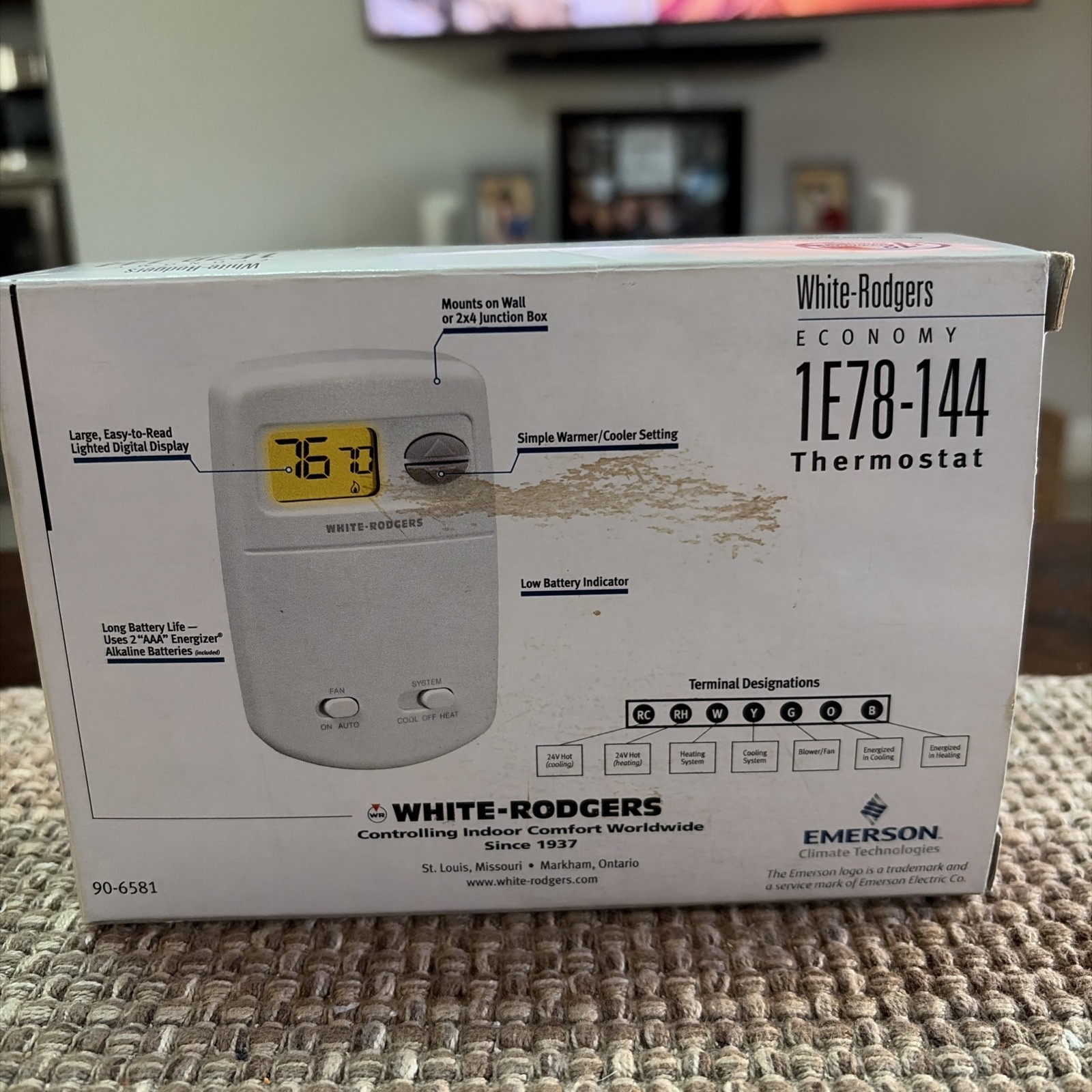 White-Rodgers 1E78-144 Single Stage Digital Non-Programmable Thermostat Vertical