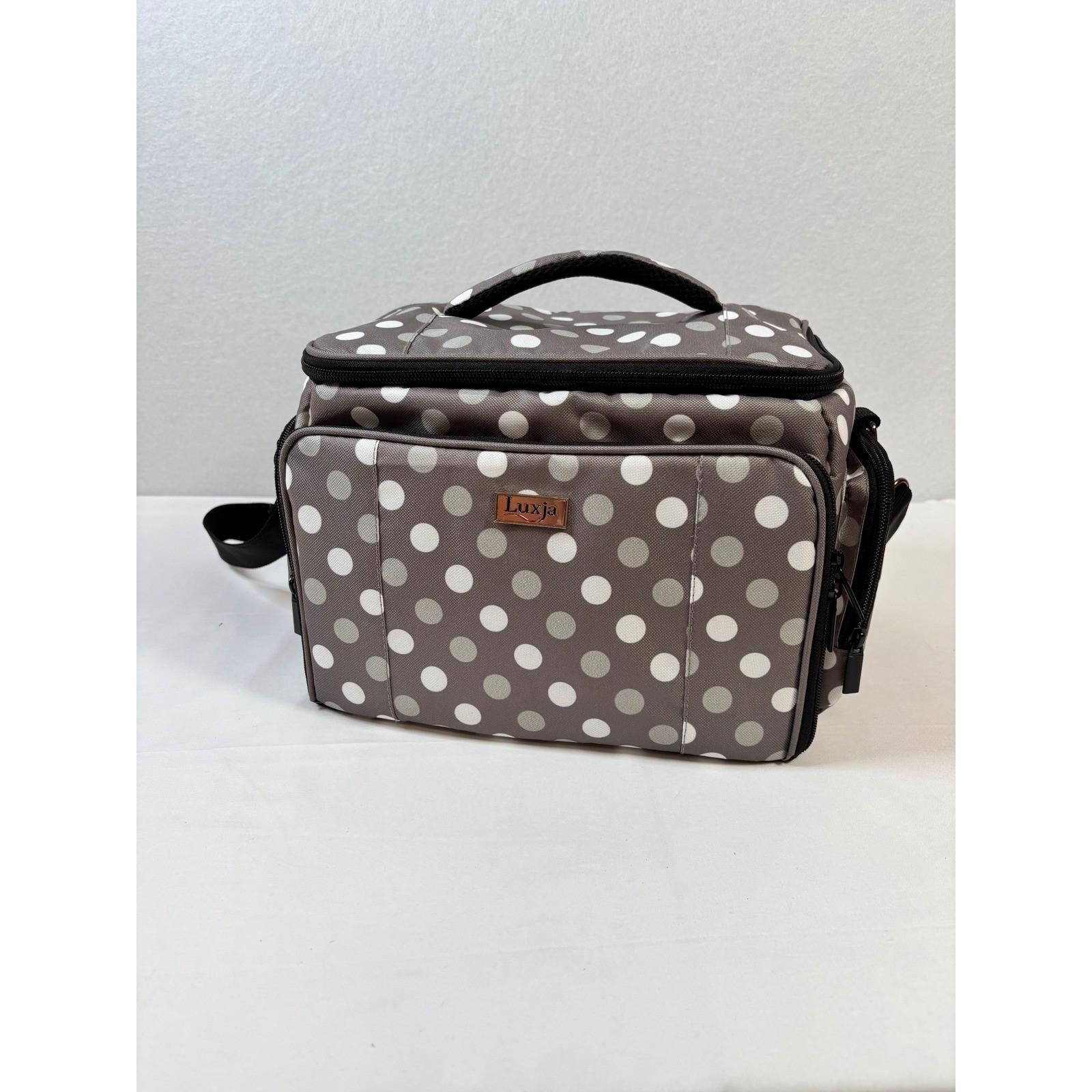 Luxja Carrying Case for Cricut Joy Craft Bag Gray Polka Dot Shoulder Strap