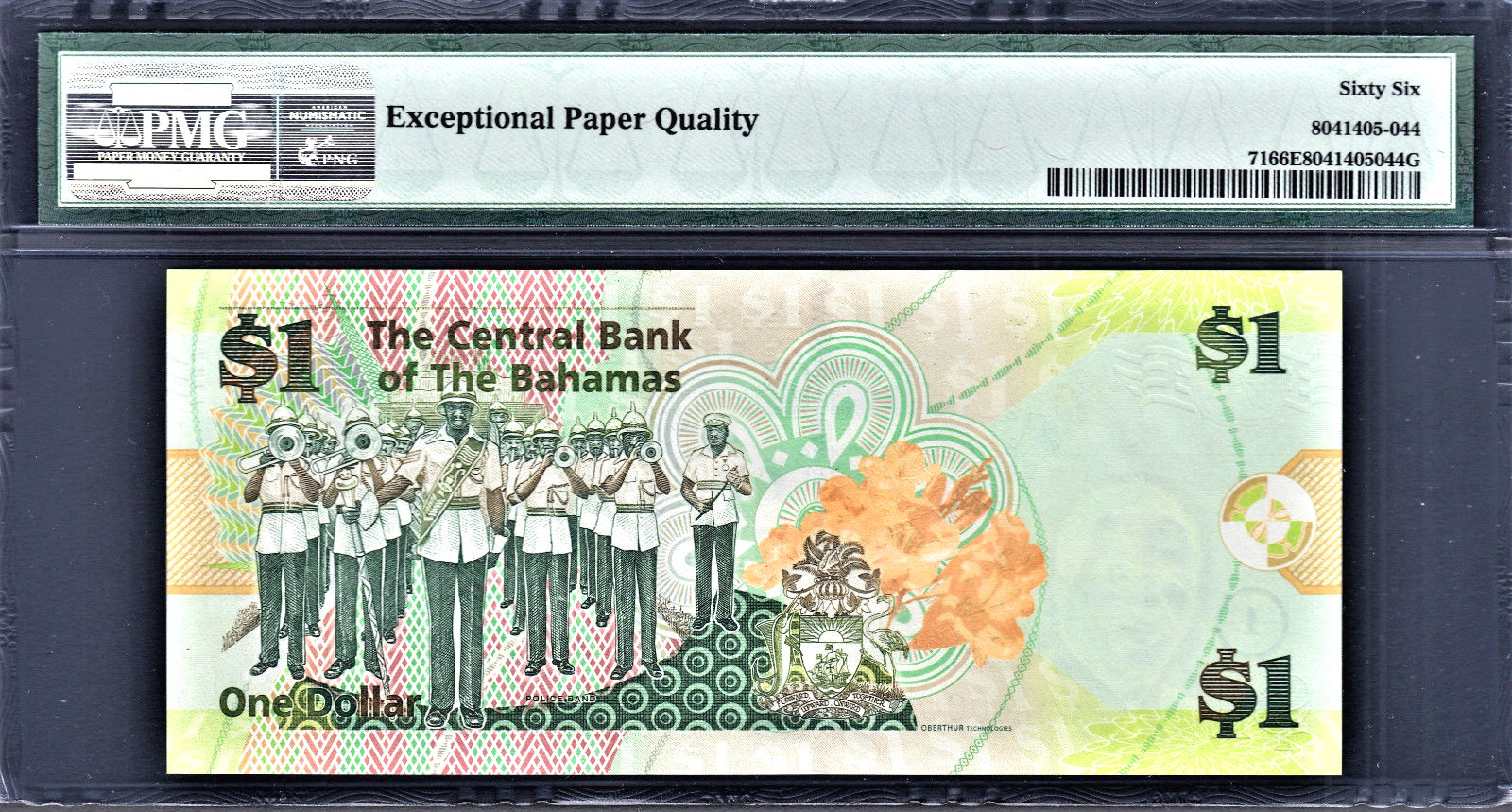 Bahamas 2008 $1 Solid Serial 1000000 (One Million) Pick-71 GEM UNC PMG 66 EPQ