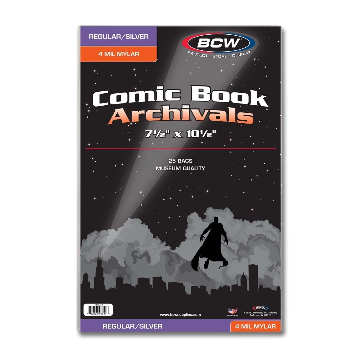 25 BCW Silver Age Comic Book 4 Mil Mylar Archivals Bags - Acid Free Polyester