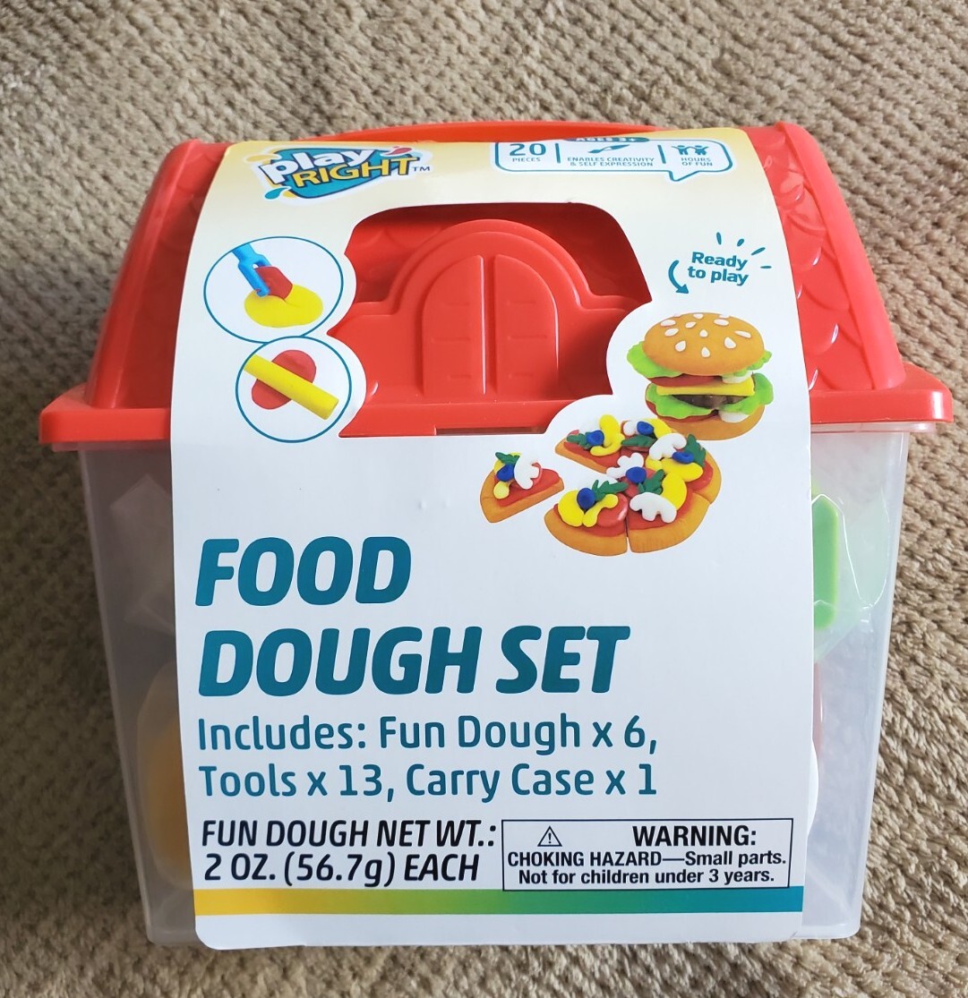 Food Dough Set: 6 Doughs, 13 Tools, & 1 Carry Case. Play Right. Ages 3+. NEW