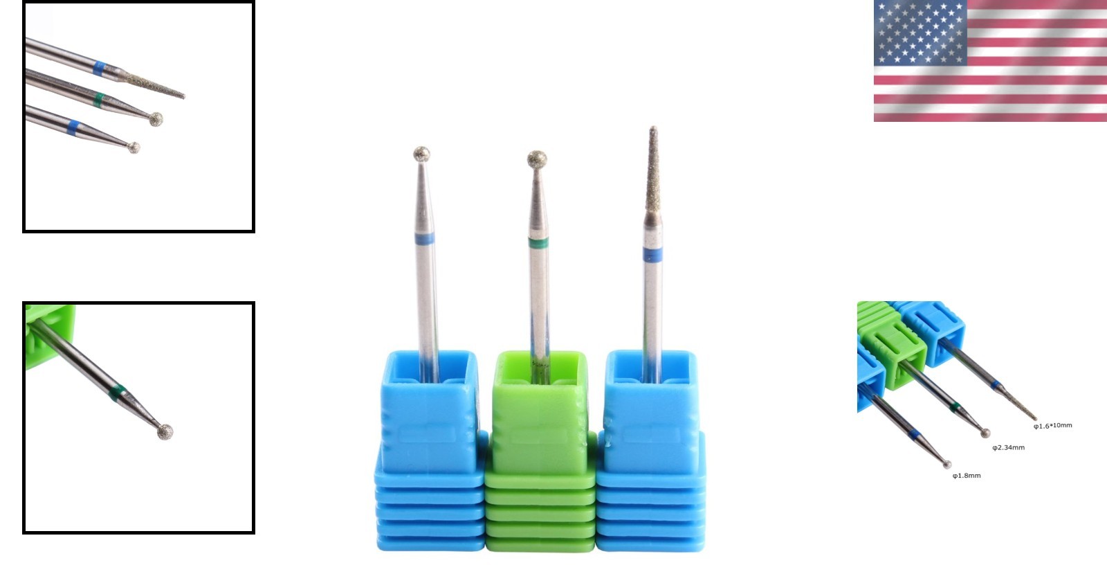 3PCS Diamond Cuticle Drill Bits - Professional Nail Care & Detail Work