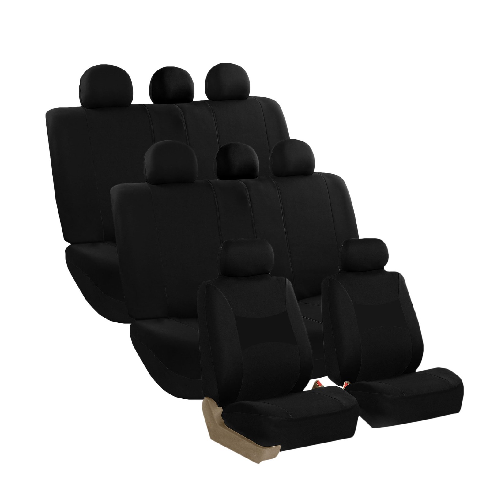 FH Group Universal Fit 8 Seater Cloth Car Seat Covers for SUV Van Truck - 3 Row