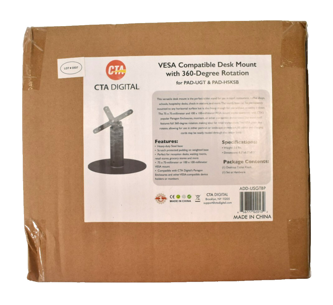 CTA Digital Desk Mount Black w 360° Rotation ADD-USGTBP Compatible With VESA