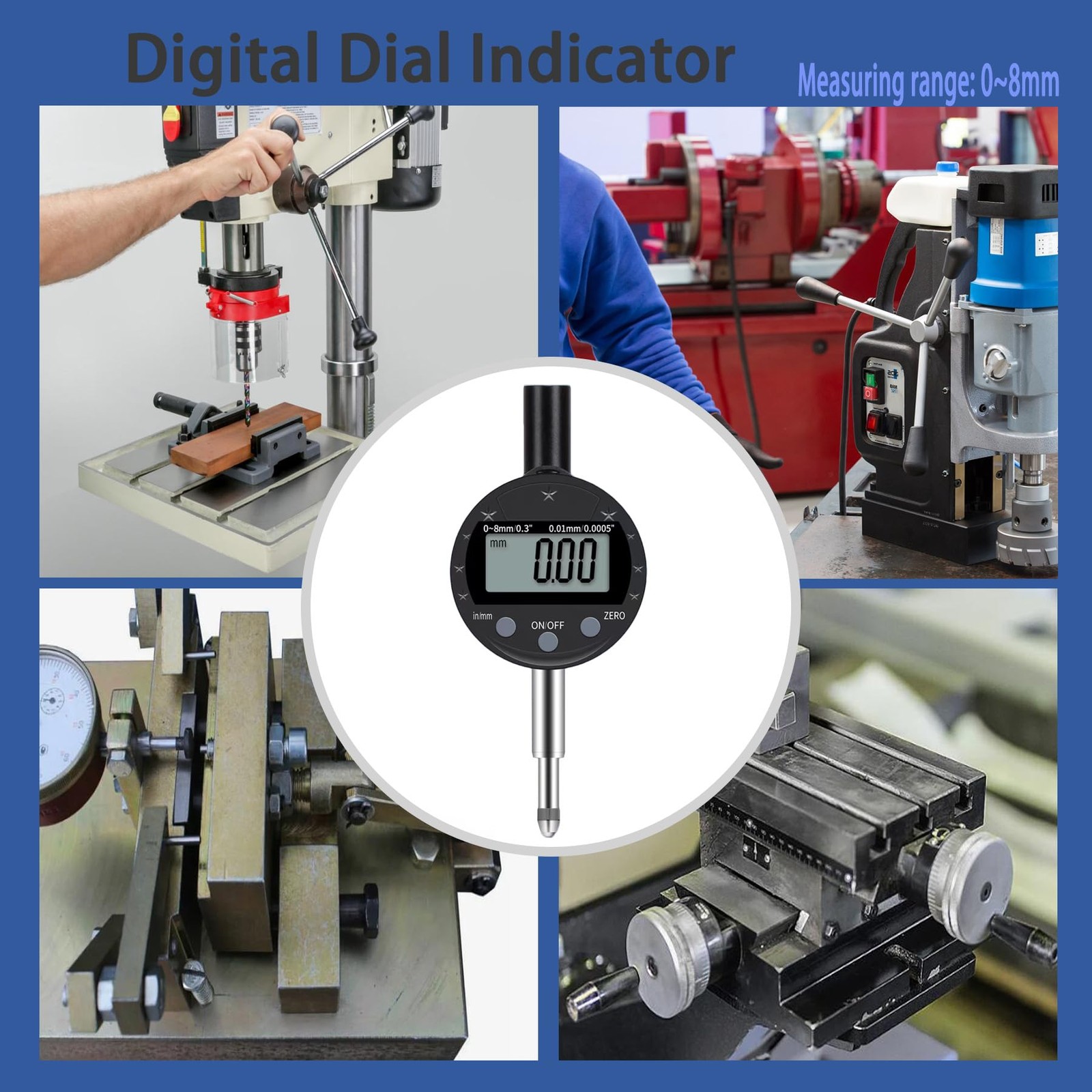 RPTCOTU Electronic Digital Dial Indicator Digital Probe Indicator Dial Test G...