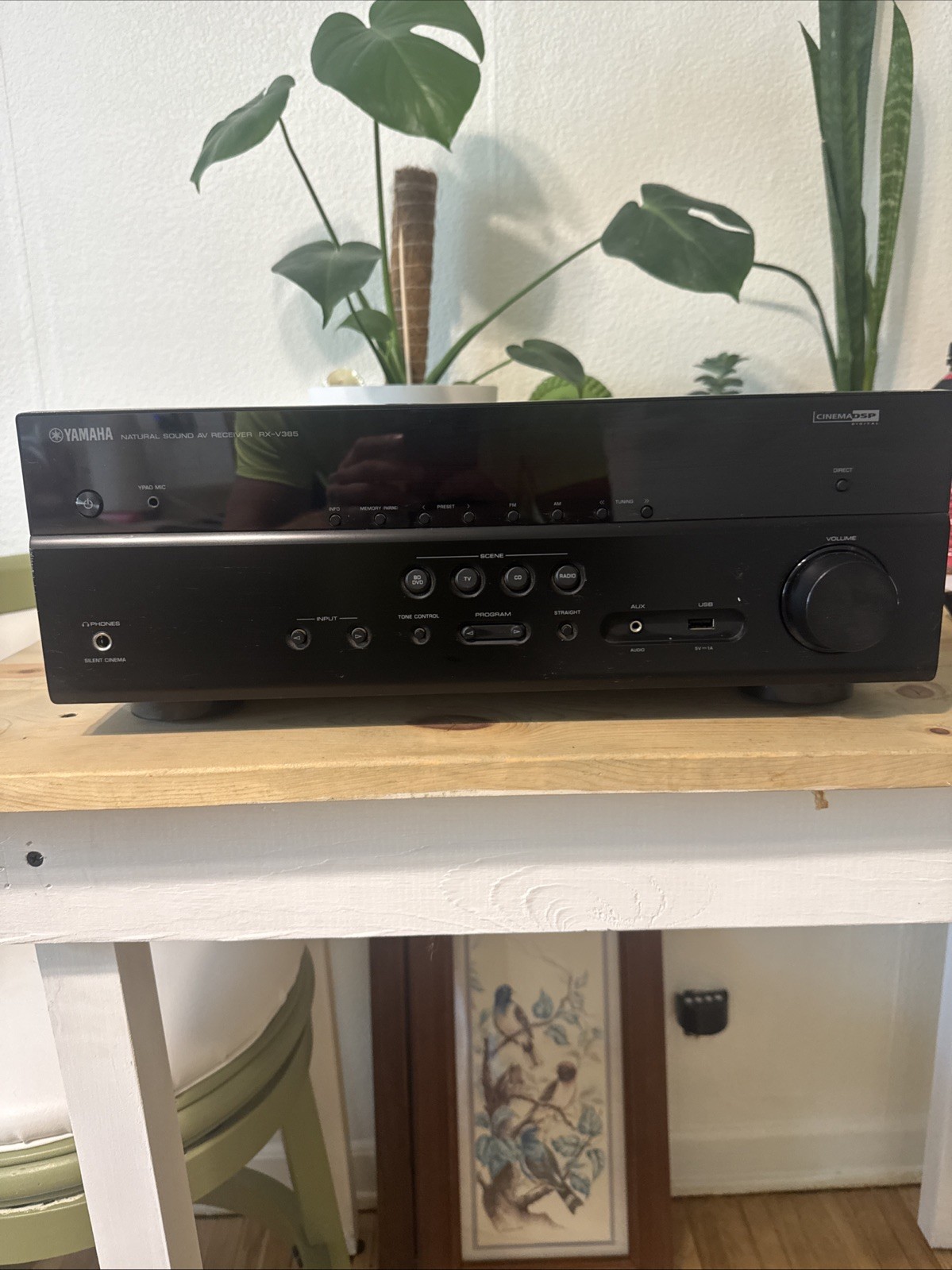 Yamaha RX-V385 5.1-CHANNEL AV Receiver 4K Ultra HD Black Remote Bundle Works