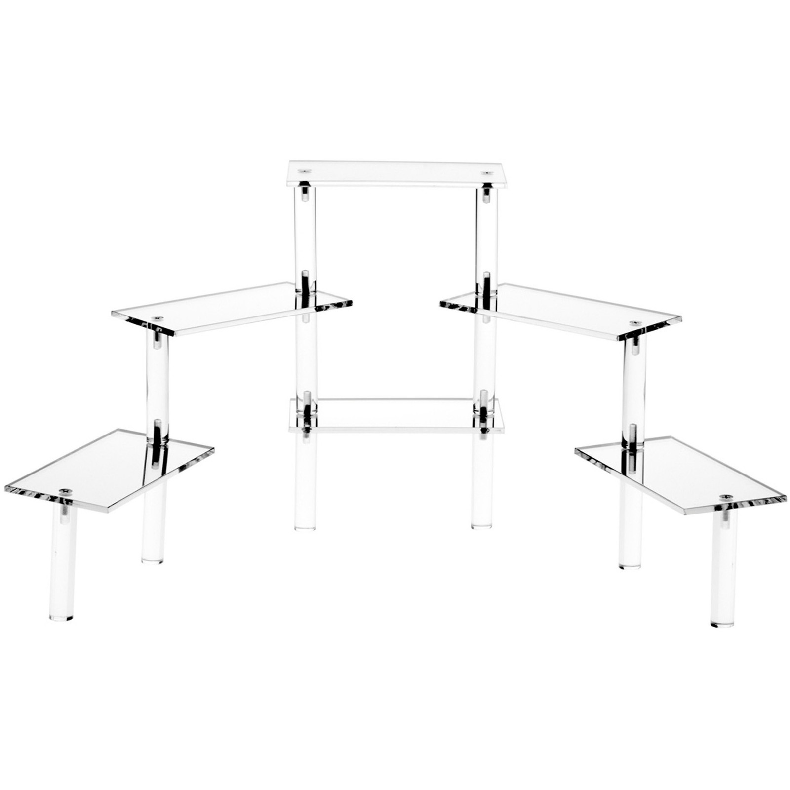 Plymor Acrylic Rectangle 6-Platform Multi-Item Riser (Mirrored), 10.25"H x 26"W