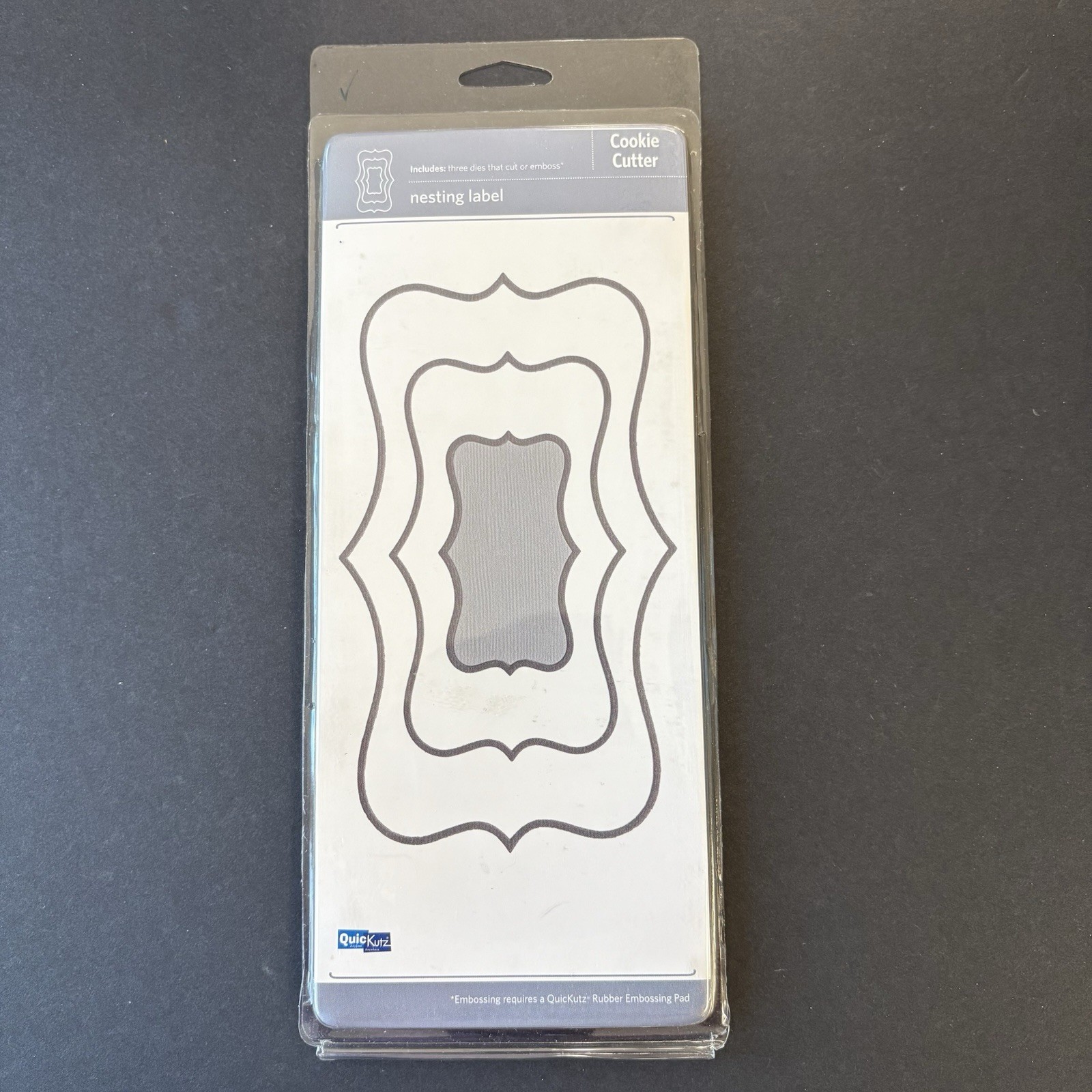 Quickutz Nesting Label 6.5in Foam Scuff *Read* Metal Cutting Dies CC-SHAPE-3-026