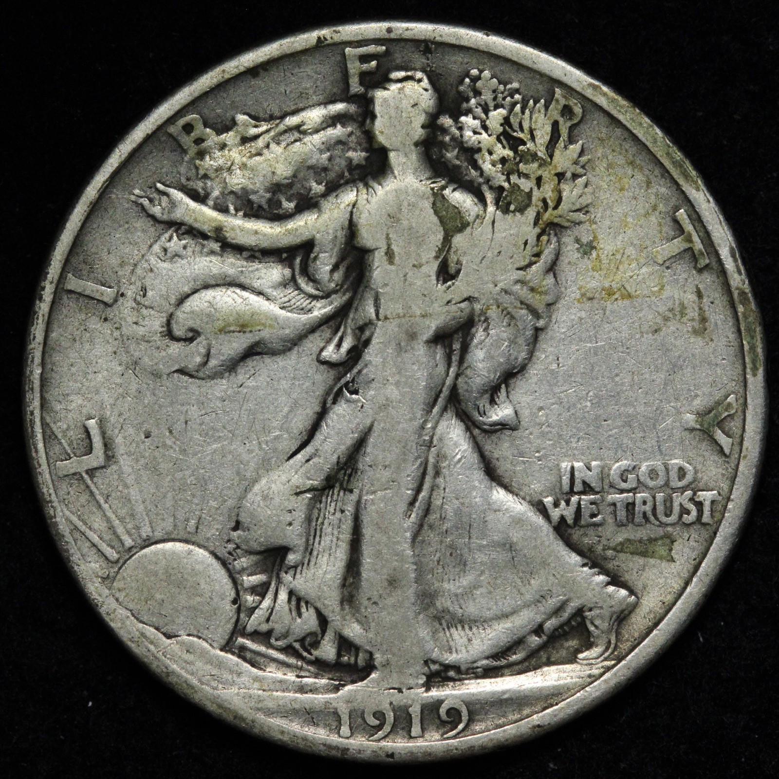 1919 Walking Liberty Silver Half Dollar FINE E366 UAHT