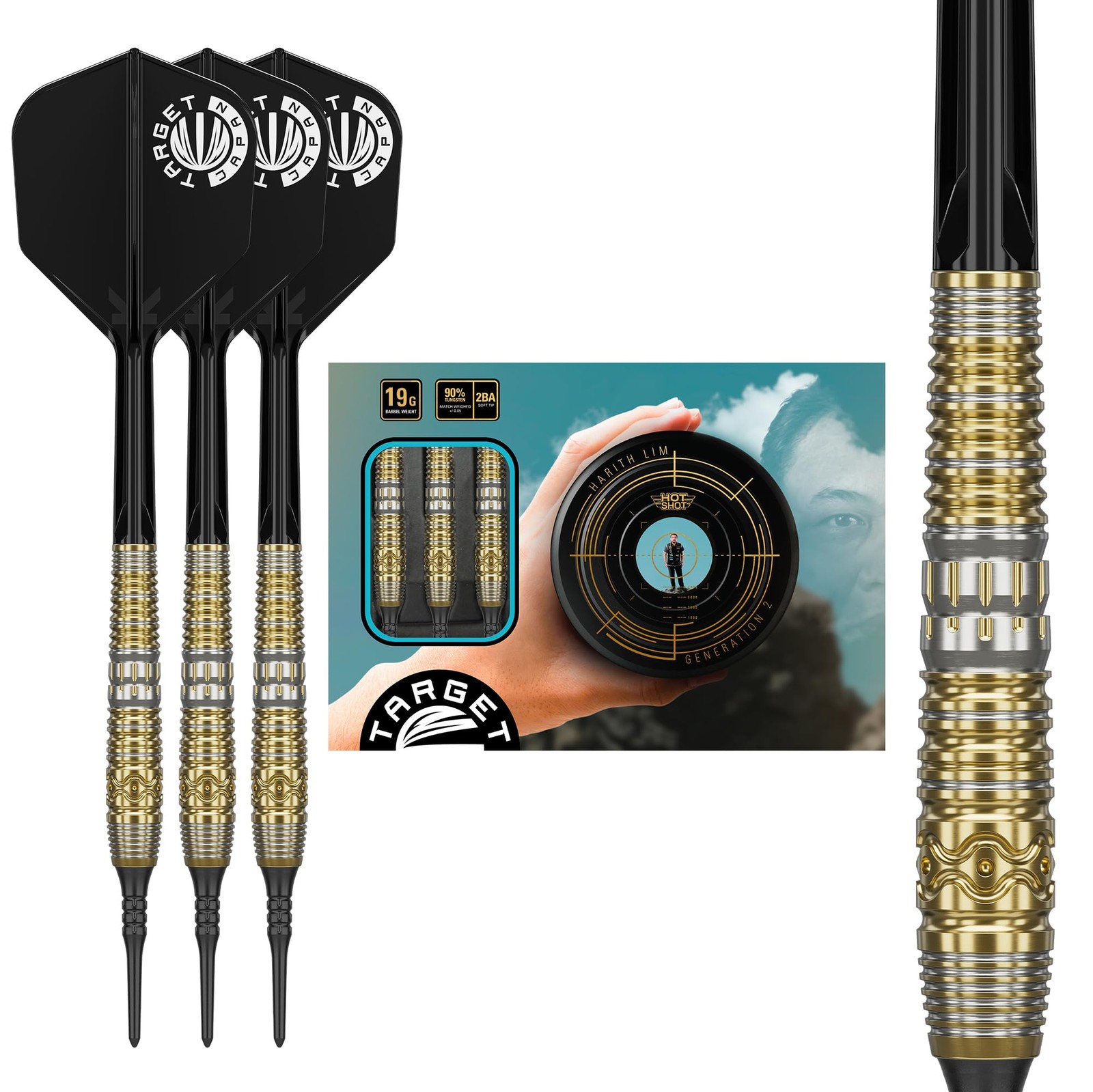 PRIME SERIES HOT SHOT G2 90% 2BA SOFT TIP DARTS