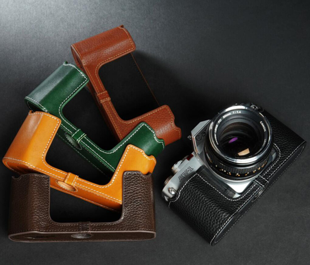 Genuine Leather Half Camera Case Bag Cover Handmade For Canon AV-1 AV1 AL-1 AL1