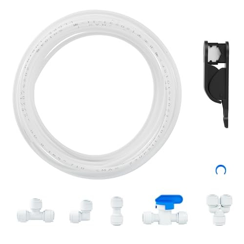 Professional 1/4" OD Tubing Water Line Kit for Refrigerator Ice Makers, 65 ft