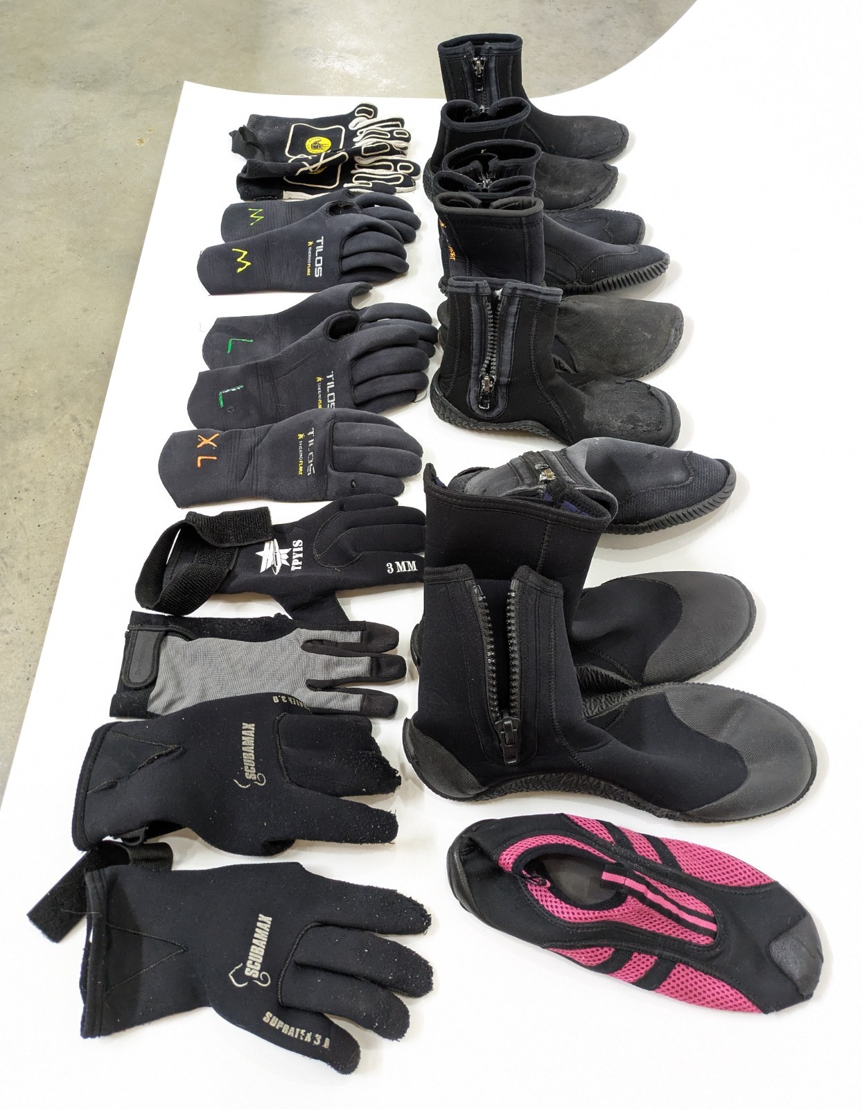 As-Is Scuba Diving Booties & Gloves Lot Package