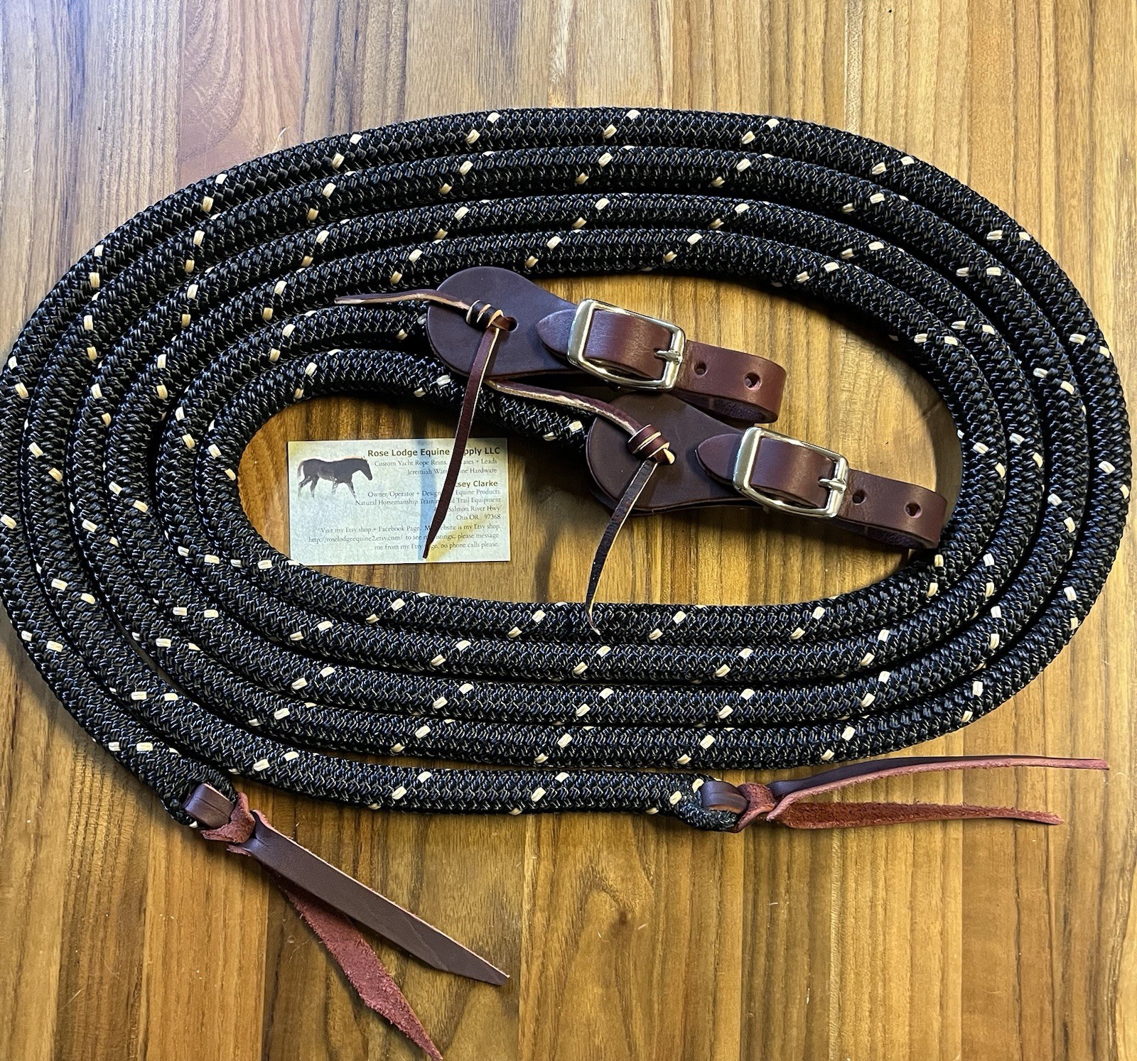 Yacht rope Split Reins W Buckle On Slobber Straps 8’ X 9/16” Custom Made USA