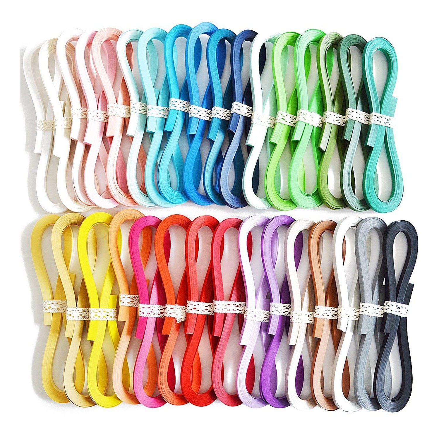 JUYA Quilling Strips Set 1280 Strips 32 Colors 7mm | 116 GSM TANT Paper, 39cm...