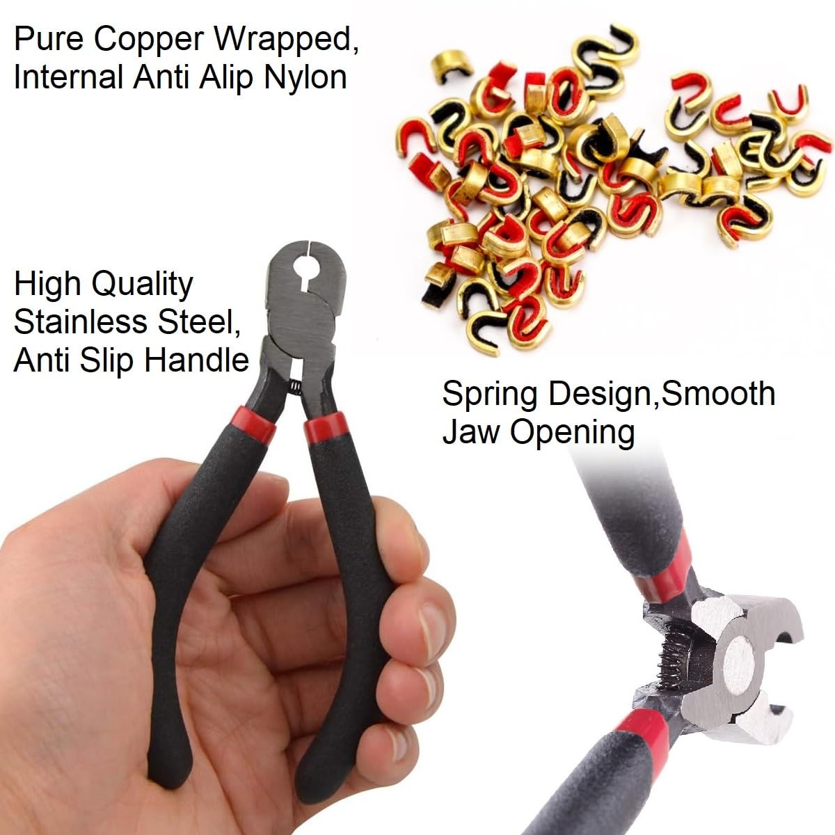 Archery Bow String Nocking Points Set with T Square Ruler Black