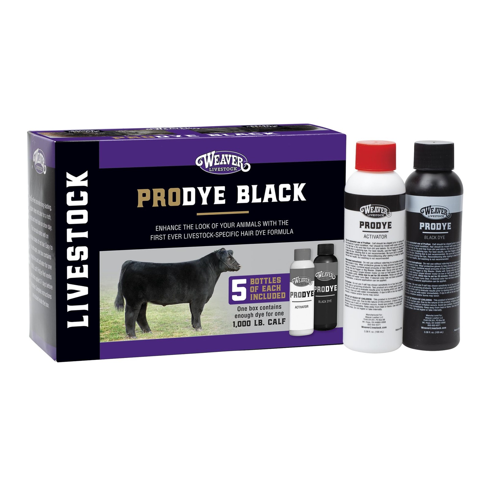 Weaver Livestock ProDye Deep Black Hair Dye for Show Cattle & Sheep, Uniform ...