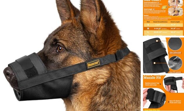 Dog Muzzle for Large Medium Small Dogs, Adjustable Fit, Soft & Sturdy Fabric,