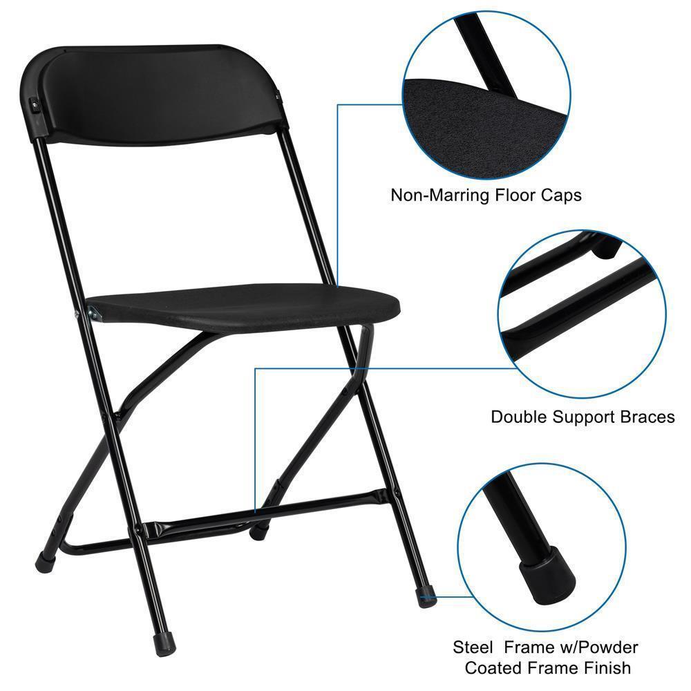 12PCS Folding Plastic Chair Wedding Party Outdoor Indoor 360LBS Capacity Black