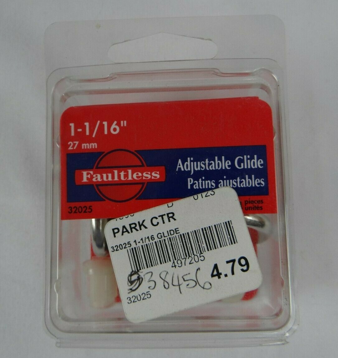 Faultless Adjustable Glide 1-1/16" 27mm Cushioned Steel Base #32025 NIP 4 Count