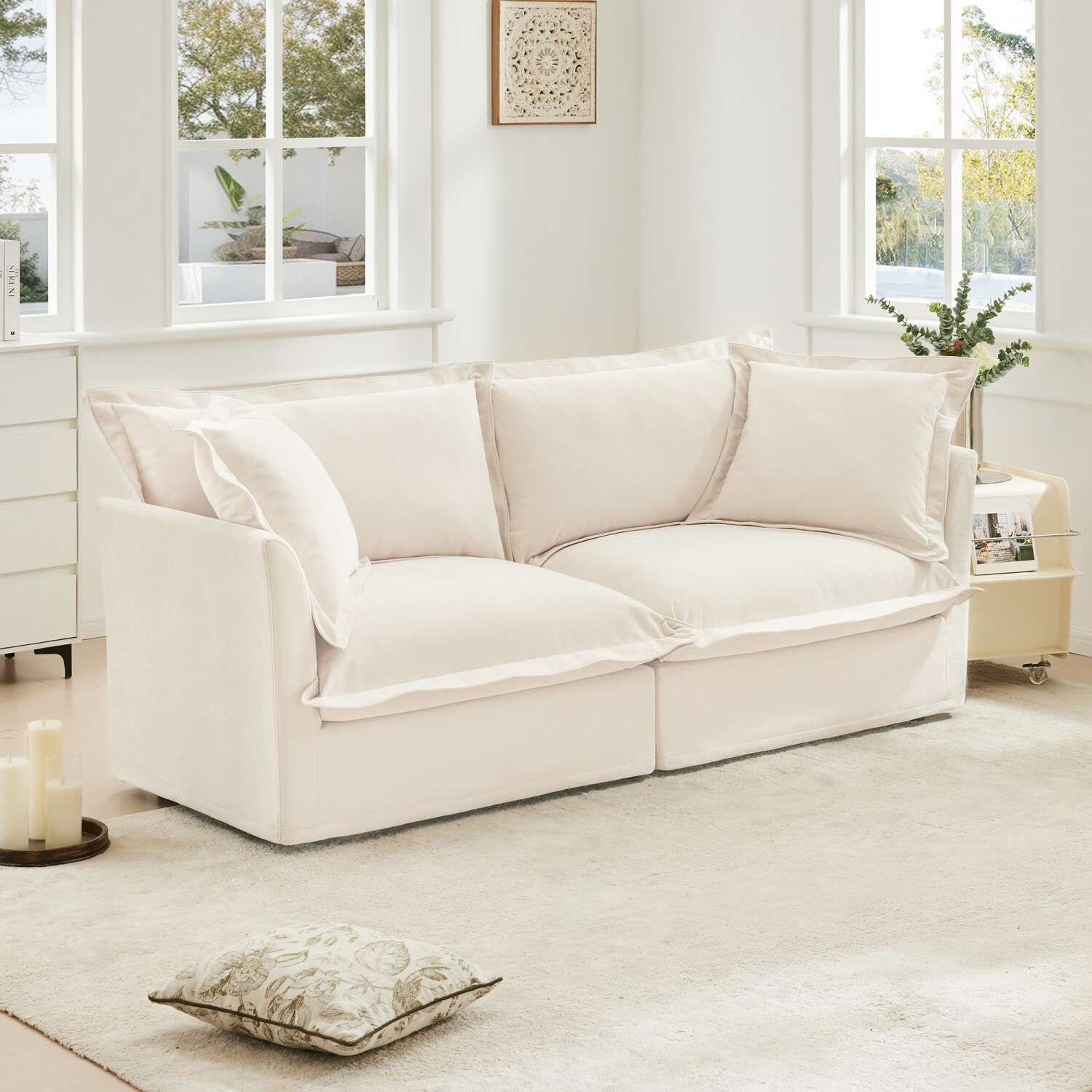 83.4'' Modern Loveseat Sofa 2-Seater Chenille Upholstered Sofa Living Room Sofa