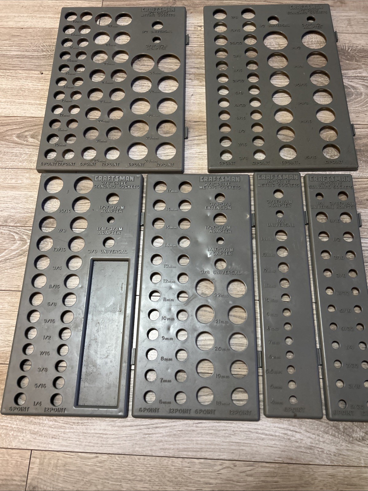 Grey Craftsman Socket Organizer 6 Trays Sockets SAE & Metric 6pt & 12pt USA