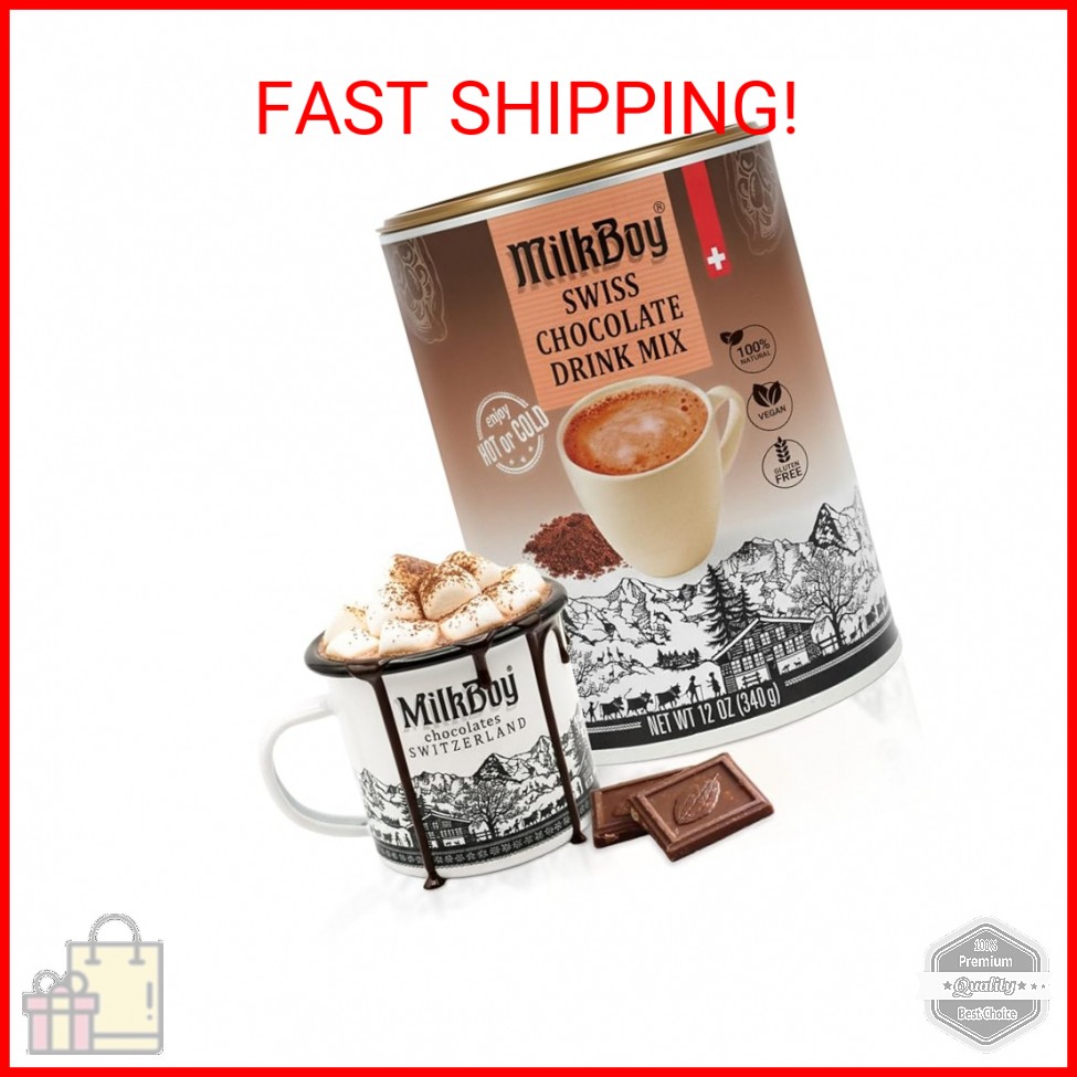 MilkBoy Dairy Free Hot Chocolate Mix - Gluten Free Swiss Cocoa Drink Powder, Veg