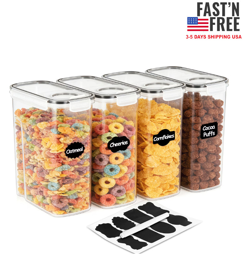 Cereal Container, Food Storage Containers with Lids Airtight Plastic 135 fl oz