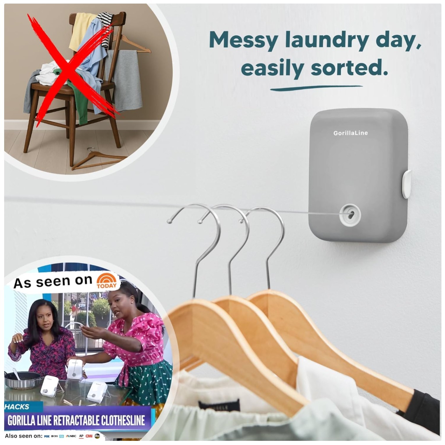 Easy Install Clothesline - Retractable Laundry Line for RVs