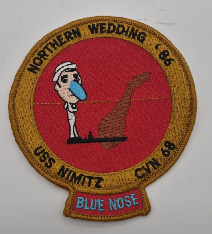 CVN-68 USS NIMITZ 1986 Northern Wedding Blue Nose US Navy Squadron Cruise Patch