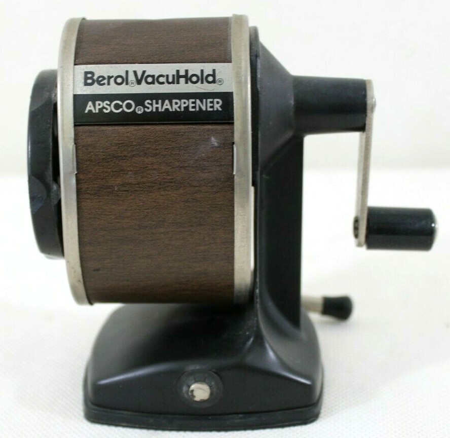 VTG Berol VacuHold Apsco 6-hole Faux Wood Grain Type 3A Pencil Sharpener