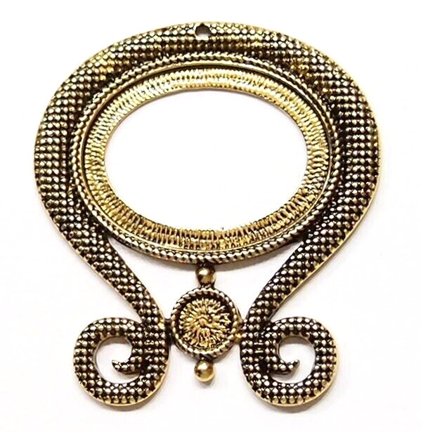 4 of 40x30mm Antique Gold Horizontal Checkered Scroll Pendant Large Settings