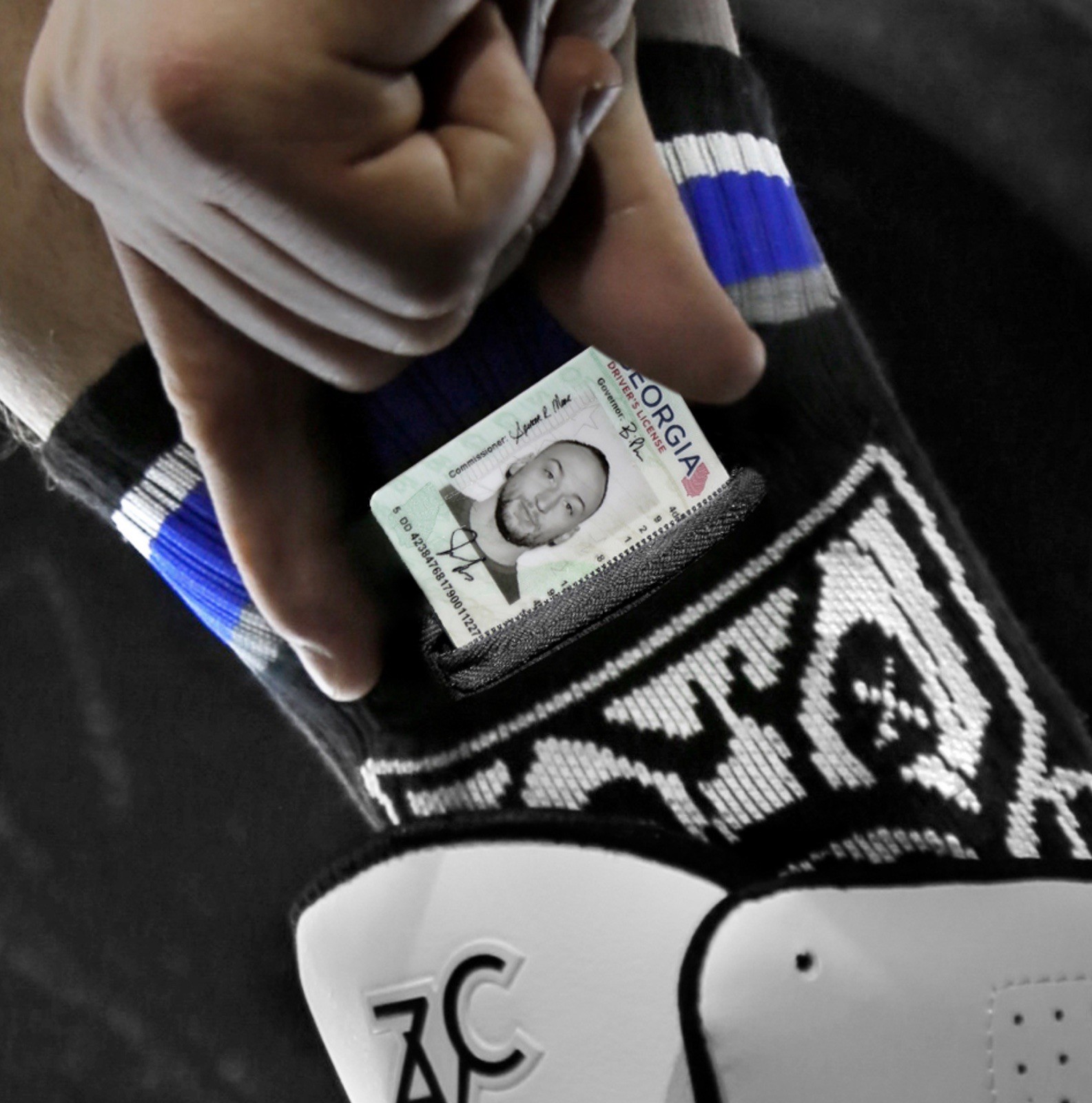 Fort Troff MS Troff DL Black & Blue Pocket Security Crew Socks w/ Zipper Pocket