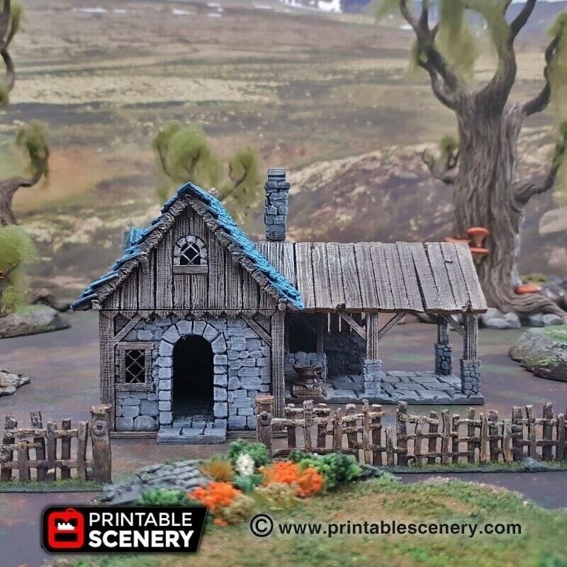 Medieval Blacksmith Rustic Fantasy Tabletop Terrain for Miniature Gaming (28mm)