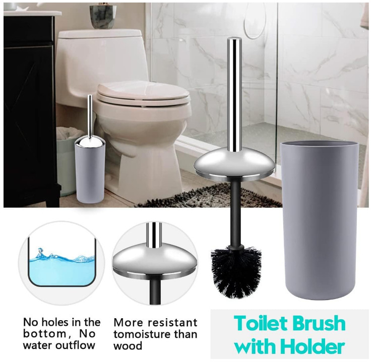 6-Piece Bathroom Accessory Set - Gray | Toothbrush, Soap, Trash Can & More