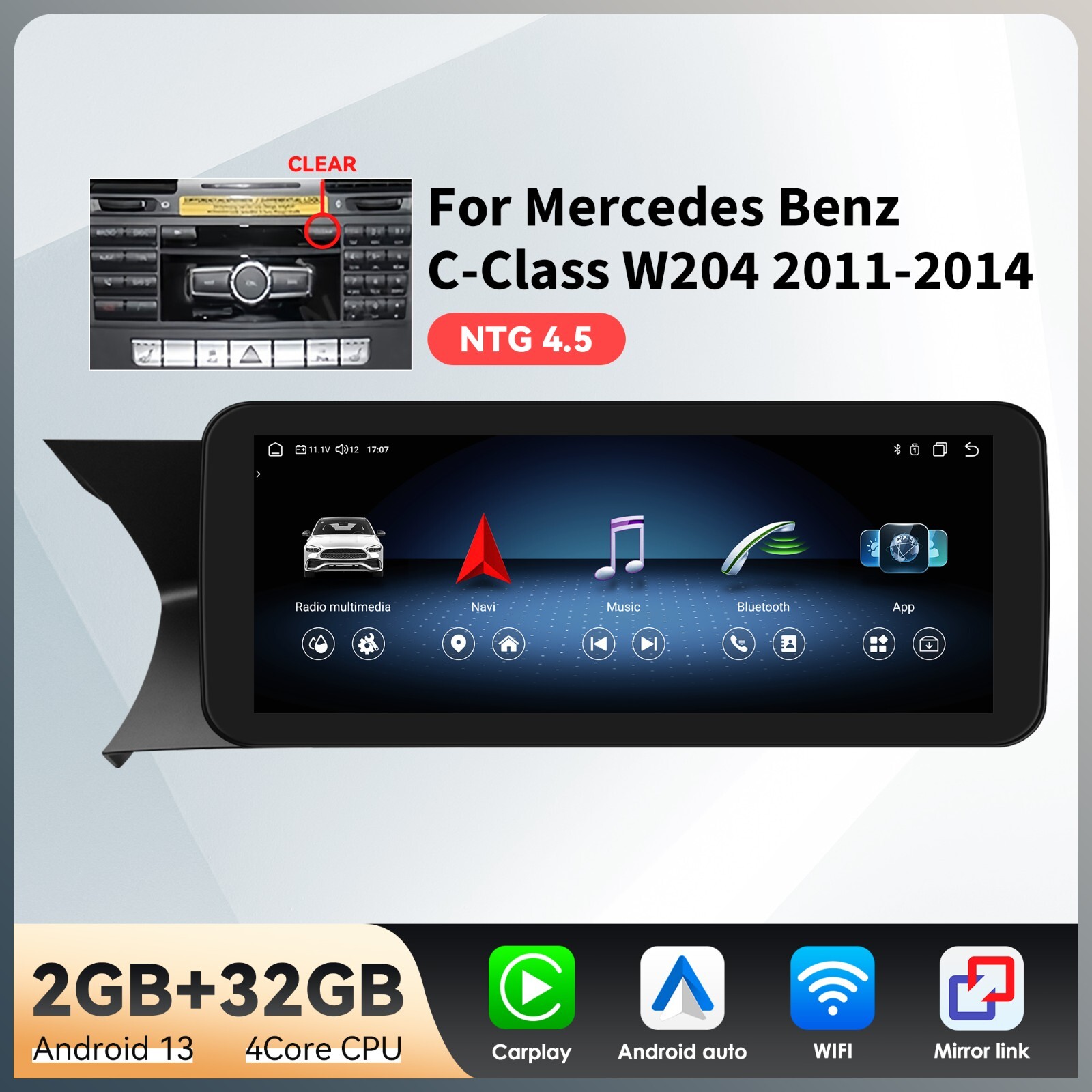 10.25" Upgrade Android Carplay Car Radio Fr Mercedes Benz C Class W204 S204 NTG