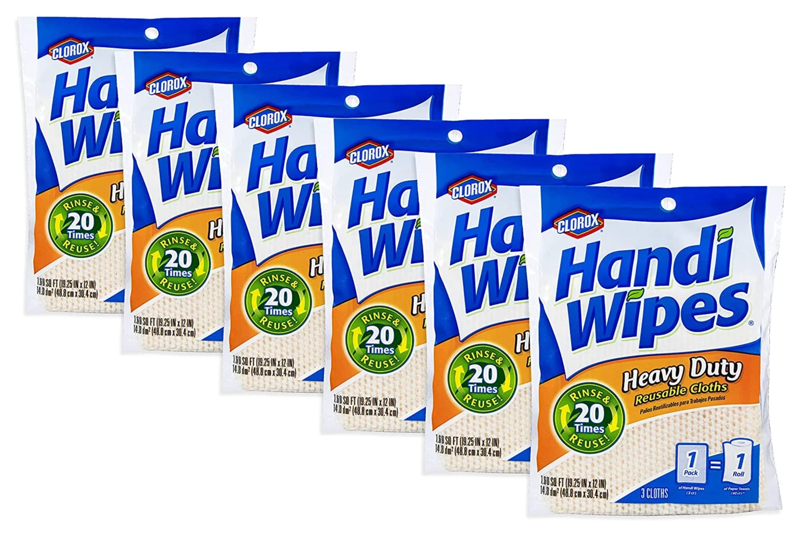 HEAVY DUTY HANDY CLOTHS ABSORBENT  MULTIPURPOSE CLEANING TOWELS 6 PKS/18 BEIGE