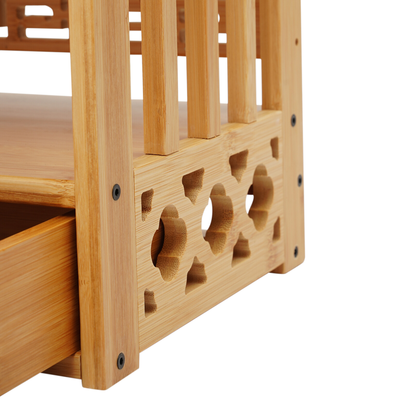 Meditation Storage Table with Drawer, Bamboo Desktop Organizer Chinese Style