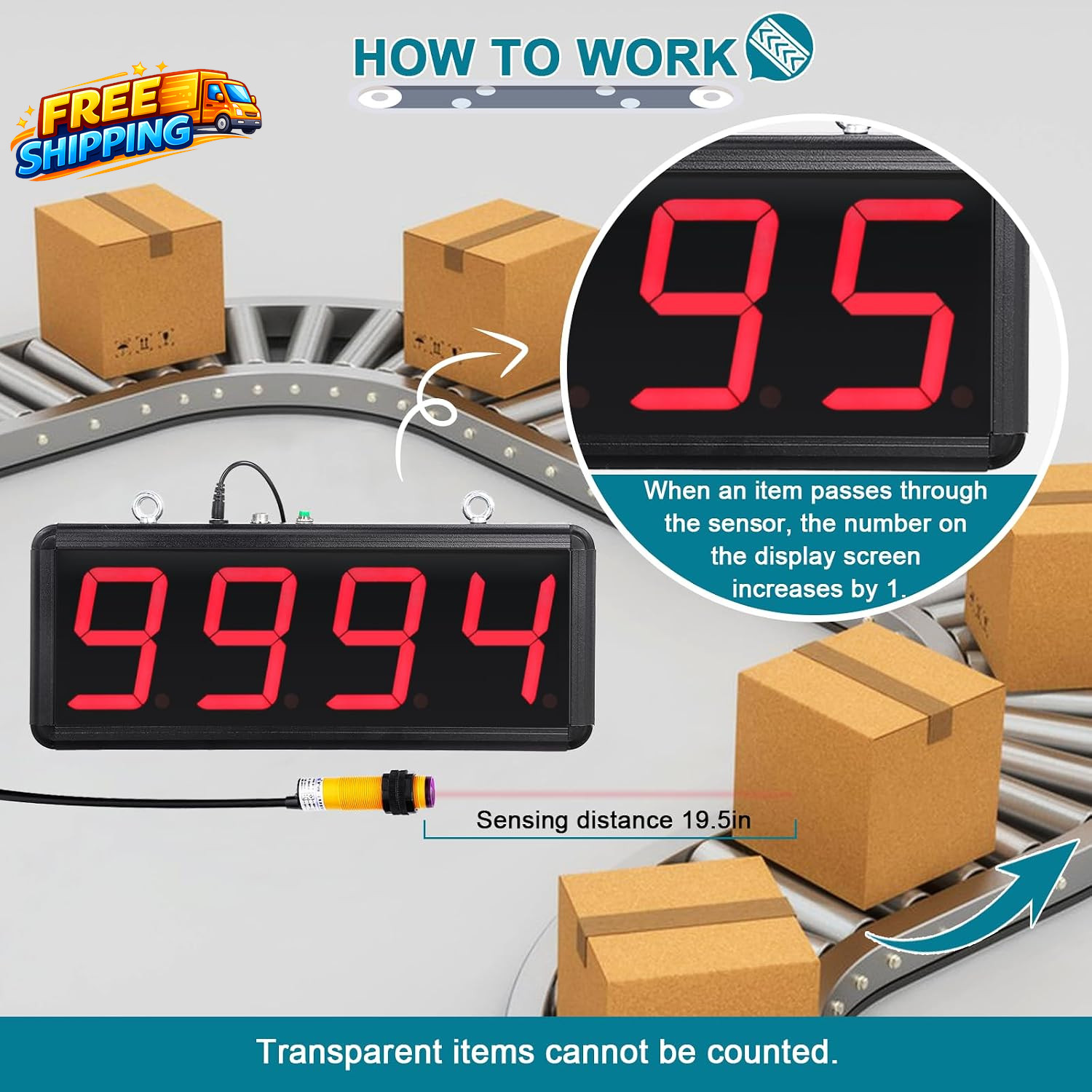 DigitalLED Counter4In Digits DisplayCounter People VisitorCounter Countupto 9999